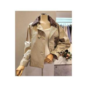 [클리지]CP2WBY01 레더 배색 트렌치 자켓