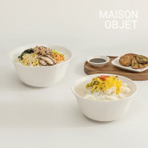 윤도자기 순백 화이트 도자기 면기 2P