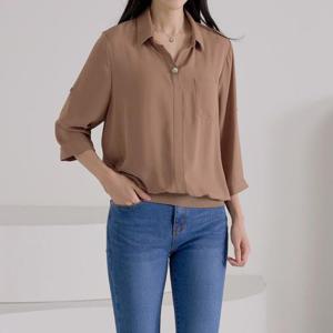 [로즈미] [55~77] 비쥬 7부 롤업 시보리 블라우스