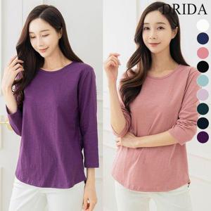 [드리다]여자 여름 이너 기본 슬라브 면 7부 티셔츠 40-50대 중년 여성 미시 캐주얼 흰티 엄마옷 등원 출..