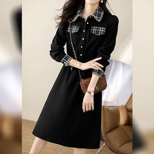 [유니제이] 난바 트위드 포인트 배색 원피스