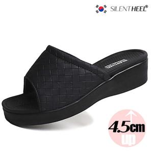 국산 여성 4.5cm 통굽 슬리퍼 여자 발편한 사무실 실내화 병원 간호사 격자 키높이 여성화 실내화 KS016
