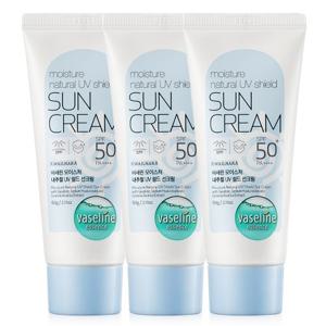 바세린 내추럴 UV 쉴드 선크림 60g 3개+바세린 클렌징폼 50ml / SPF50+ PA++++