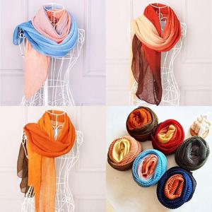 그라데이션 주름 스카프 플리츠 단색 머플러 목도리 (WFFMARY)