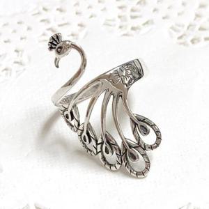 [피칸데코]순은반지 꿈이펼쳐지는공작새 프리사이즈925실버