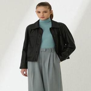 [리오벨]25 봄  FAUX 레더 블루종 자켓