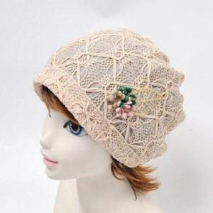 [애슬릿][애슬릿]꽃 자수 체크 레이스 여성 두건 비니 모자 봄