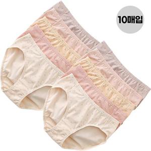 [BYC]여자 면 스판 미디 삼각 요일 팬티 40수 미디 여학생팬티 10매 세트