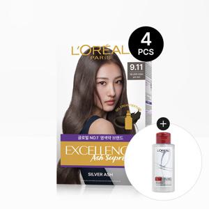 [로레알파리]엑셀랑스 크림 애쉬 슈프림 염모제 4개+샴푸 미니 100ml(랜덤)