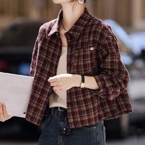 [블랙퀸] 체크 크롭 오픈셔츠 blk003961