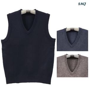 SMJ1465 남자 울혼방 브이넥 니트 조끼 잔피엘 중년 남성 조끼