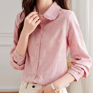 [블랙퀸] 자수 코튼 레이스카라 셔츠 blk004456