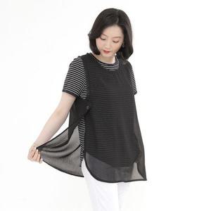 [애비뉴투지]엄마옷 코디하기 좋은 나시 민소매 여름 쉬폰 시스루 하프 조끼 V07156 50대 60대 중년여성