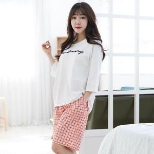[알콩단잠]여성여름실내복 여자잠옷바지 체크파자마 홈웨어 5부 편한 라운지웨어