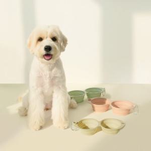 [알레서울] 소프트 실리콘 더블보울 휴대용식기 (크림아이보리, 민트, 핑크)