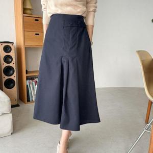 [VY] 여성 단정 봄플레어 아코디언 백밴딩 롱스커트