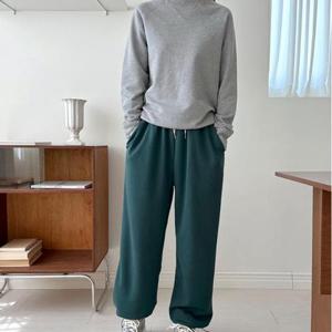 [끌레아]여자 에어 스트링 와이드 팬츠 밴딩 슬랙스 편한 츄리닝 밑단고무줄바지