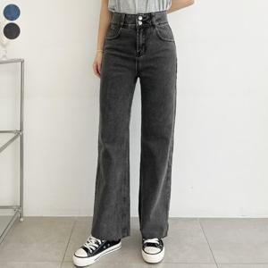 가비진 여성용 데님 일자 하이웨스트 투버튼  팬츠 키작녀 청바지 빅사이즈까지