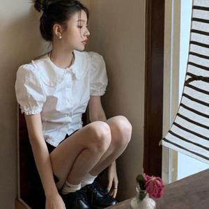 [디어로우]루테아 프릴 퍼프 반팔 셔츠