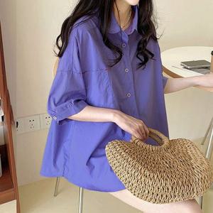 ★당일배송★ [무드무드] 런텔 언발 박시핏 5부 블라우스