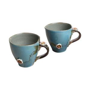 [박씨상방] 분청 컬러꽃 손잡이 머그잔세트(하늘)