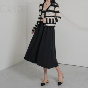 [로즈미] [55~77] 아워 배색 가디건 원피스 세트