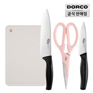 도루코 뉴베이직 주방칼세트(식도+과도+파스텔가위+도마)
