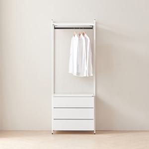 동서가구 시몬 시스템 철제 드레스룸 3단 서랍장 행거 세트 DF923353