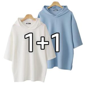 [엠엔씨][MNC] 2장세트 편안한 엠보 후드반팔티 (MDBT056LW)