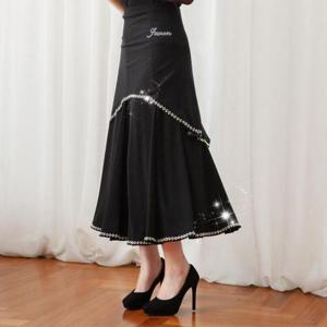 [까르죠아]까르죠아 아낌없는 보석 이중 레이어드 롱 스커트 스포츠 줌바 모던 사교 차밍 라인 댄스복