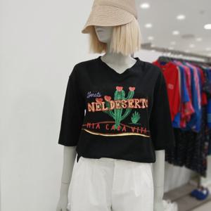 [베네통]브이넥 린넨 티셔츠 BATSB2531_IC