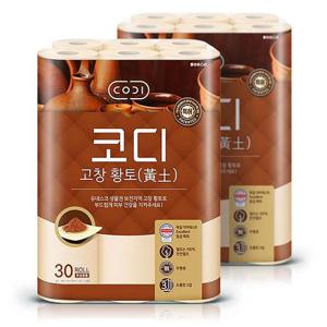 코디 화장지 고창 황토 3겹 천연펄프 30m 30롤2팩