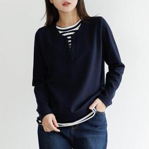 [데드라](99size)로단가라레이어드티셔츠 TBE5034_DC