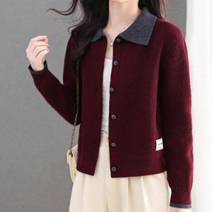 [블랙퀸] 컬러카라 니트 가디건 blk004402