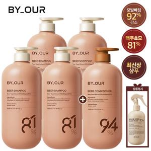 [특대용량/바이아우어] 맥주효모 81 탈모샴푸 베스트 패키지(샴푸 1,020ml x 4 + 트리트먼트 1,000ml)