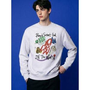 [씨엔엔 어패럴]로켓블러 프린팅 맨투맨 티셔츠 멜란지그레이_CA23OSW303MGY