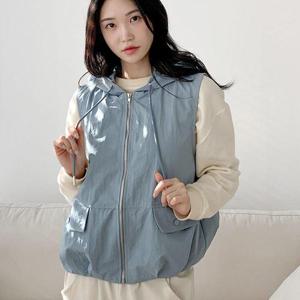 |CSJ6072|바람막이조끼 여성 야상 사파리 아노락 벌룬 후드집업