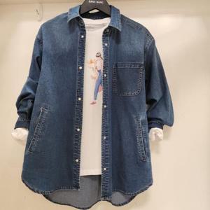 뱅뱅 HC15 뱅뱅 뱅뱅 봄 여성 양쪽 포켓 루즈핏 셔켓 데님 스판 남방 NSLD1