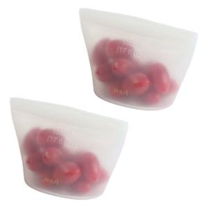 화이트 실리콘 지퍼백 500ml 2개 스탠딩 다회용 냉동 지퍼팩