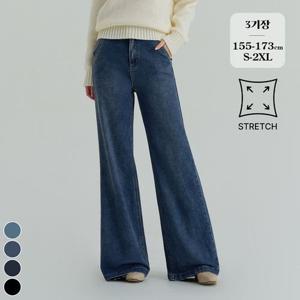 포레스트핏 / (노컷진27탄) 3기장 밴딩 스판 와이드 부츠컷 여성 데님 팬츠