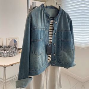 [블랙퀸] 멜랑 워싱 데님 자켓 blk004026