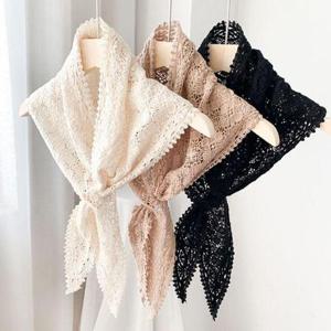 머플러 목도리 겨울 보온 은창 모던 프렌치 레이스 삼각 홀 스카프 여성 롱 여자 봄 가을
