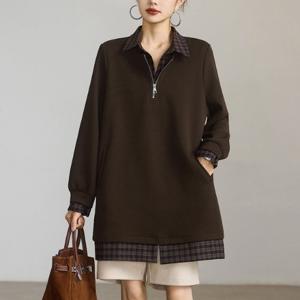 [블랙퀸] 레이어드 루즈핏 롱 티셔츠 blk004483