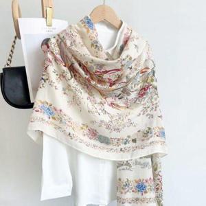 꽃무늬 롱 스카프 여성 머플러 면 중년 WFMBFWB
