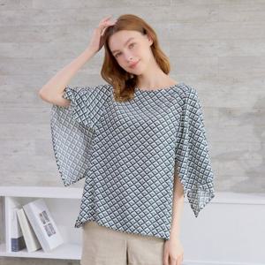 [라페어]그린 멘션 스카이블루 튜닉 블라우스  LWBFD095-SB