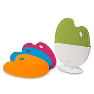 [샐마] TPU 푸드팔레트 도마세트(도마4종+전용스탠드) 살균 항균 이유식도마