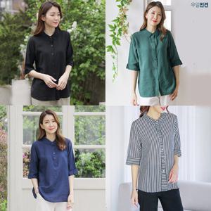 [우일인견]여성 여름 블라우스 시원한 인견 오픈/반오픈 셔츠 18종 택1