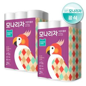 모나리자 자연이좋은 3겹 30M 30롤 2팩 천연펄프 화장지 (106mm 광폭)