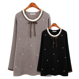 [허밍퍼플]여성용 4959-루미 눈꽃 진주 리본 빅사이즈 겨울 미시 마담 중년 여자 엄마 옷 큰언니 여성의..