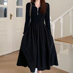 반집업 롱 커버 a라인 원피스 블랙원피스 데일리 여성